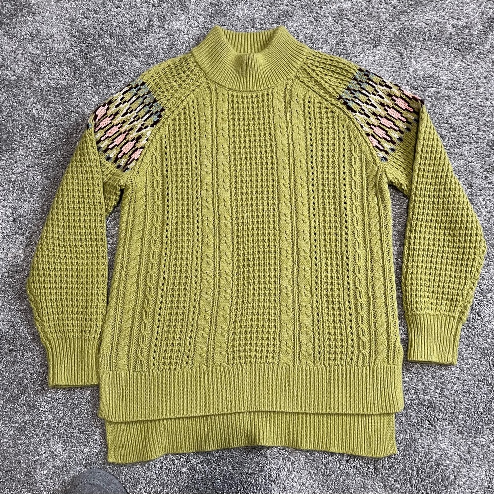 Sundance Sweater Size XS-M Green Chunky Knit Tunic Style Cable Knit Preowned